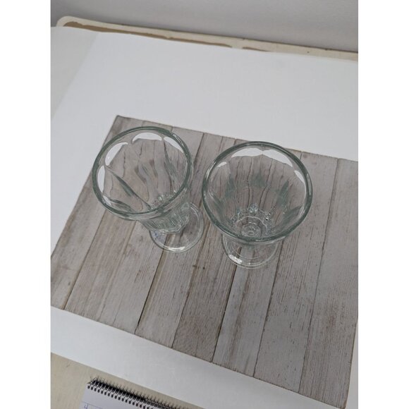 Set of 2 Glass Clear Fountainware Sundae Soda Footed Tumbler Unmarked - Picture 3 of 5